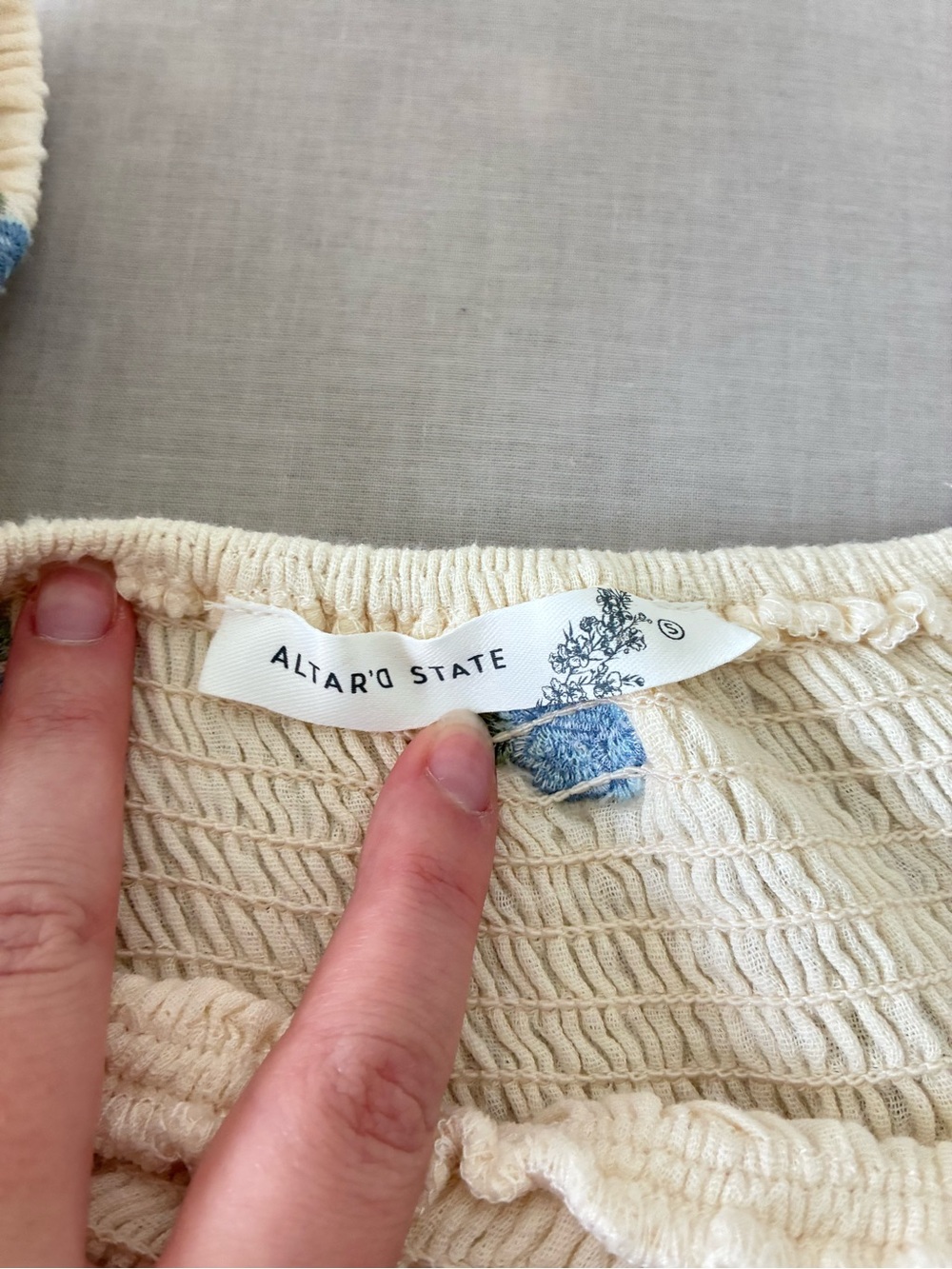 Altar'd State Women's Olivia Cream Embroidered Babydoll Cotton Blouse - Picture 6 of 9